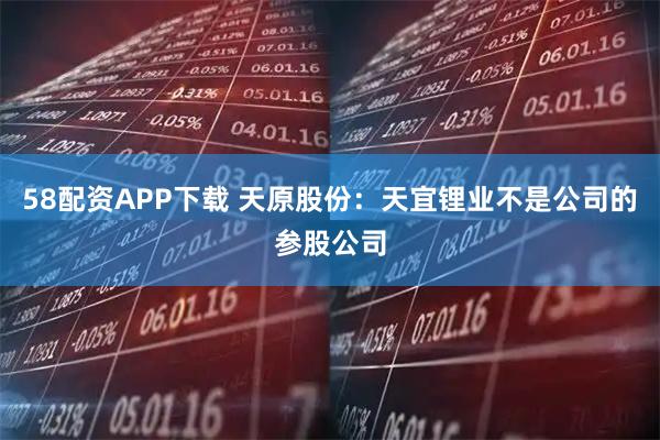 58配资APP下载 天原股份：天宜锂业不是公司的参股公司
